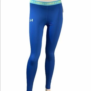 Under Armour Heat Gear Blue Girls Leggings Size Youth Large